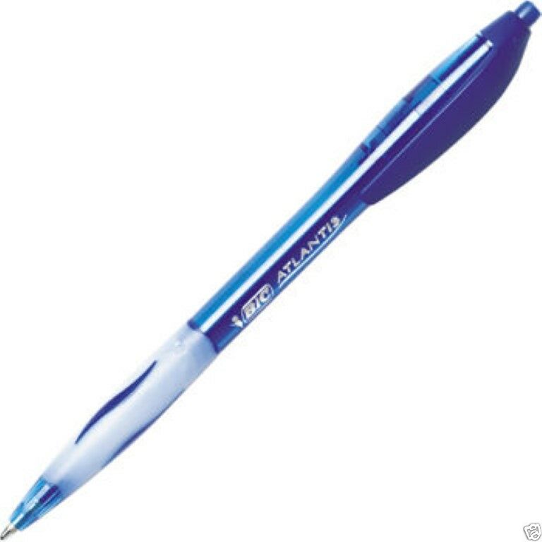12 x BIC® Atlantis® Retractable Ballpoint Pens 14408 BLUE INK Medium 1.0MM  –