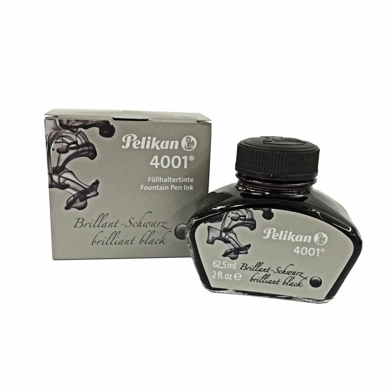 Pelikan 62.5ml Bottle 4001 Fountain Pen Brilliant BLACK Ink, Made in ...
